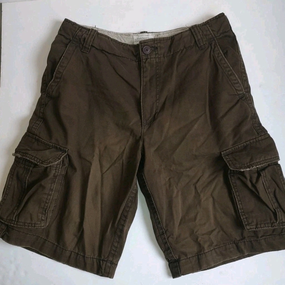 Aeropostale Y2K Cargo Shorts Heavy Brown Green Pockets Khaki Distressed Men's 33